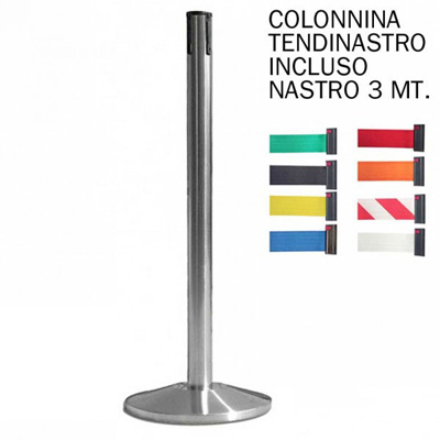 colonnine-segnapercorso-alluminio2 Colonnina a nastro segnapercorso con nastro 3 metri